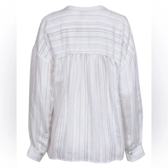 Vince V-neck Tunic Blouse with Stripe - Picture 3 of 7